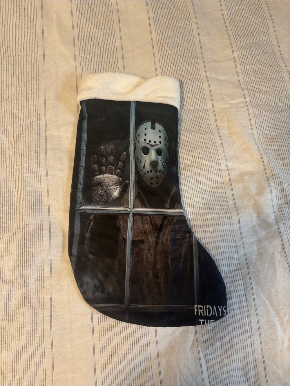 Men's Novelty Jason Mask Print Black Christmas Stocking Sock